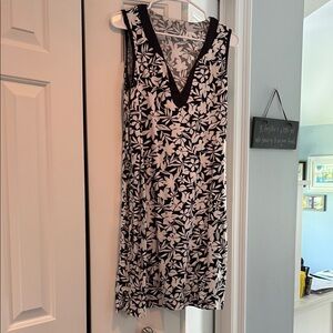Navy and White Floral Sleeveless coverup swim dress